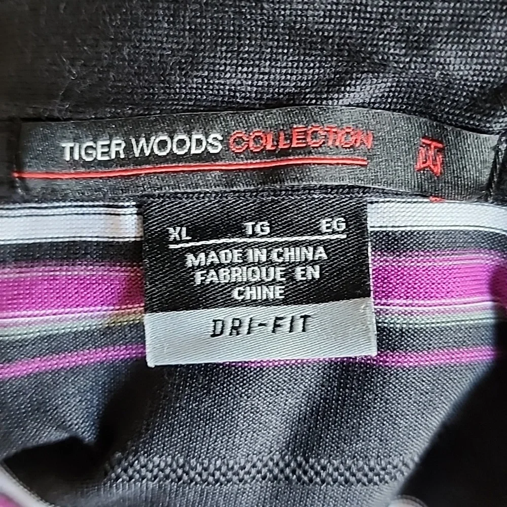 Nike Dri-Fit Tiger Woods Collection Striped Golf Polo